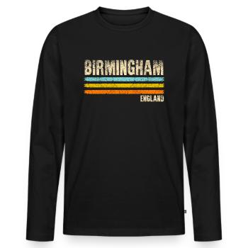 Birmingham England - Männer Premium Bio Langarmshirt - Schwarz - Vorne - Nico (187cm)