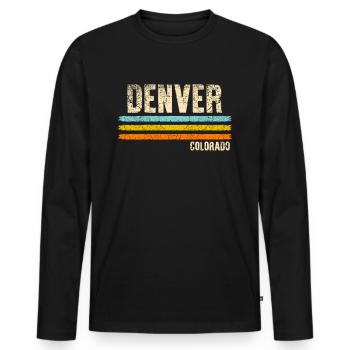 Denver Colorado - T-shirt manches longues Premium bio Homme - noir - Devant - Nico (187cm)