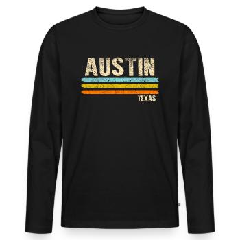 Austin Texas - T-shirt manches longues Premium bio Homme - noir - Devant - Nico (187cm)