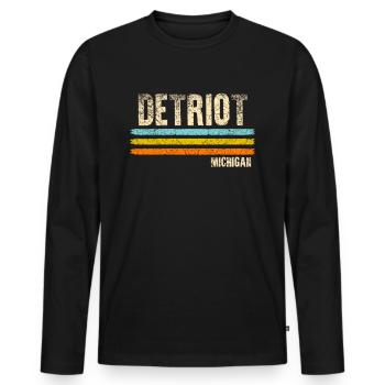 Detroit Michigan - Men's Premium Organic Long Sleeve Shirt - black - Front - Nico (187cm)