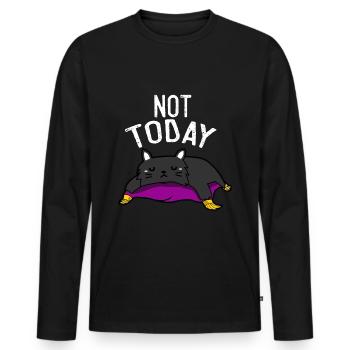 Pas aujourd'hui - chat - T-shirt manches longues Premium bio Homme - noir - Devant - Nico (187cm)