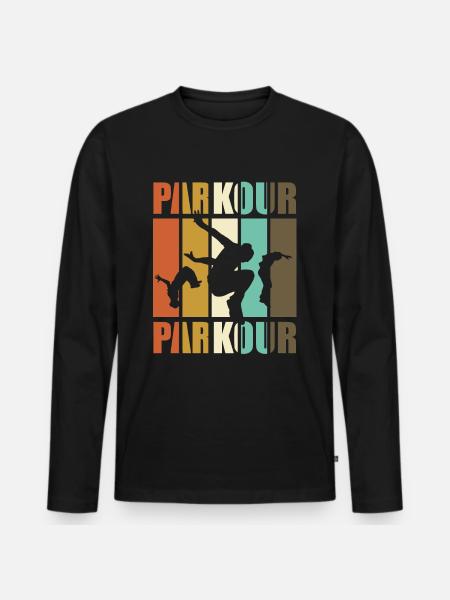Parkour, parkour löpare - årgång - Ekologisk långärmad premium-T-shirt herr - svart