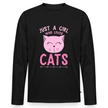 Just a girl who loves cats - cat lady - Men's Premium Organic Long Sleeve Shirt - black - Front - Nico (187cm)