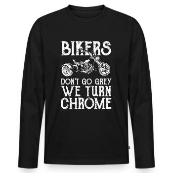 Bikers dont go grey we turn chrome - Männer Premium Bio Langarmshirt - Schwarz - Vorne - Nico (187cm)