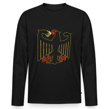 Lustiger Deutscher Bundesadler trinkt Bier - Männer Premium Bio Langarmshirt - Schwarz - Vorne - Nico (187cm)