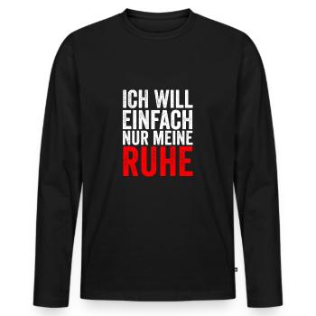 Introvertiert Ich will einfach nur meine Ruhe - Männer Premium Bio Langarmshirt - Schwarz - Vorne - Nico (187cm)
