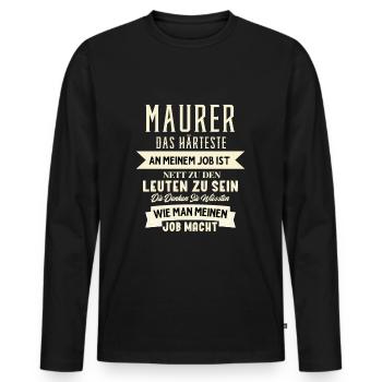 Maurer Fun Shirt Bauarbeiter Geschenk Beruf - Männer Premium Bio Langarmshirt - Schwarz - Vorne - Nico (187cm)