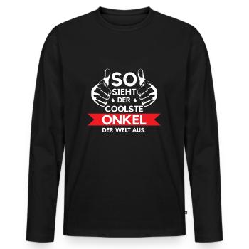 Onkel Geburtstagsgeschenk Cooler Spruch Patenonkel - Männer Premium Bio Langarmshirt - Schwarz - Vorne - Nico (187cm)