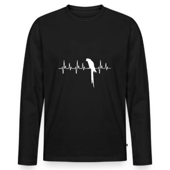 Parrot Parrot Shirt Heartbeat Parrot Bird - Men's Premium Organic Long Sleeve Shirt - black - Front - Nico (187cm)