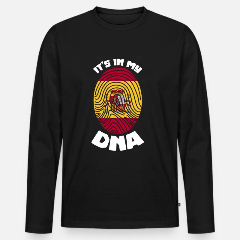 Spanien Flagge Spanier Spanierin DNA - Männer Premium Bio Langarmshirt - Schwarz