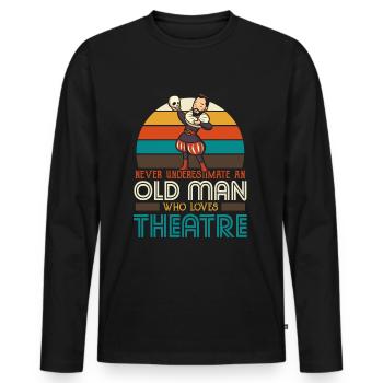 An old man who loves theatre - Männer Premium Bio Langarmshirt - Schwarz - Vorne - Nico (187cm)