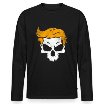 Totenkopf mit blonde Haaren - Männer Premium Bio Langarmshirt - Schwarz - Vorne - Nico (187cm)