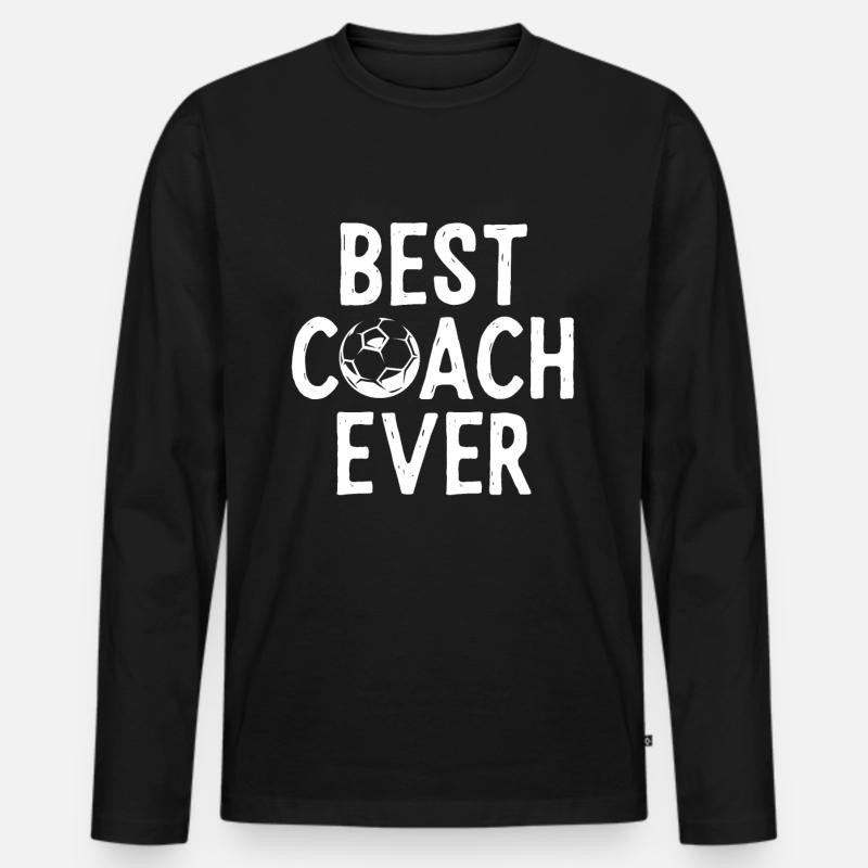 Best coach ever - Fußball - Männer Premium Bio Langarmshirt - Schwarz