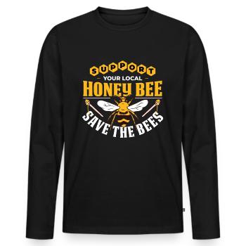 Apiculteurs Abeilles Miel Abeille Miel local - T-shirt manches longues Premium bio Homme - noir - Devant - Nico (187cm)
