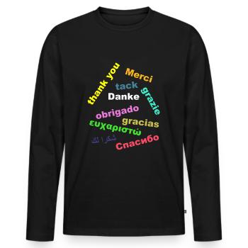 Danke - Männer Premium Bio Langarmshirt - Schwarz - Vorne - Nico (187cm)