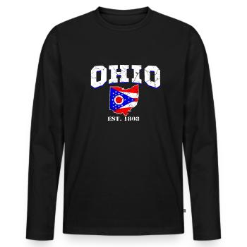 Ohio est. - T-shirt manches longues Premium bio Homme - noir - Devant - Nico (187cm)