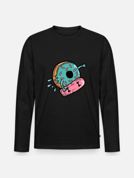 Donut Skateboard Skateboarden - Männer Premium Bio Langarmshirt - Schwarz