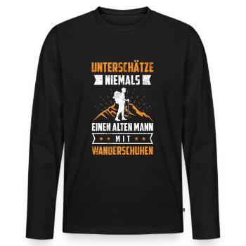 Opa Rentern Wandern Spruch outdoor Geschenk - Männer Premium Bio Langarmshirt - Schwarz - Vorne - Nico (187cm)