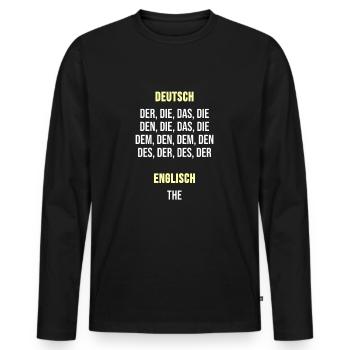 Deutsch lernen Deutschlehrer - Männer Premium Bio Langarmshirt - Schwarz - Vorne - Nico (187cm)