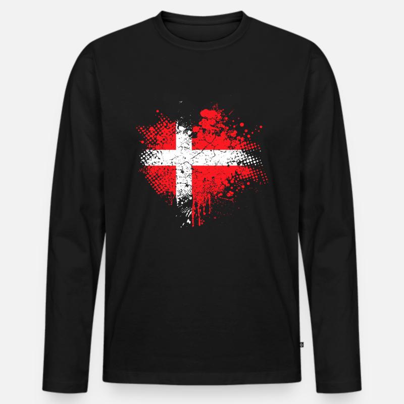 Dänemark Flagge - Männer Premium Bio Langarmshirt - Schwarz