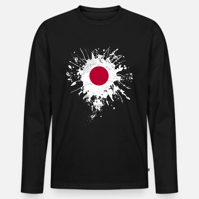 Japan Flagge - Männer Premium Bio Langarmshirt - Schwarz