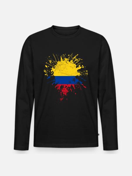 Colombie Drapeau - T-shirt manches longues Premium bio Homme - noir