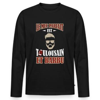 Le mec parfait est Toulousain et barbu toulouse - T-shirt manches longues Premium bio Homme - noir - Devant - Nico (187cm)