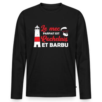Le mec parfait est Rochelais et barbu la rochelle - T-shirt manches longues Premium bio Homme - noir - Devant - Nico (187cm)