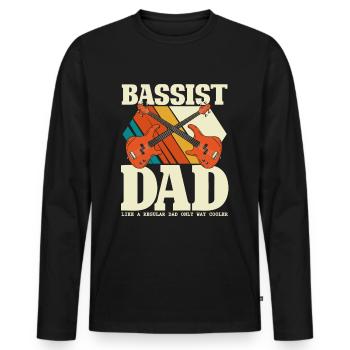 Bassist Dad - Bassgitarre Papa Vatertag - Männer Premium Bio Langarmshirt - Schwarz - Vorne - Nico (187cm)