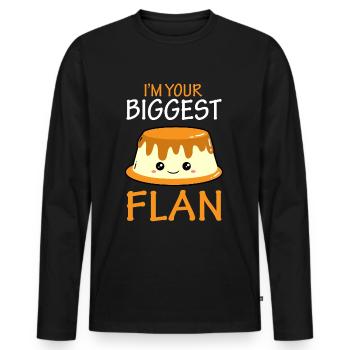 Je suis ton plus gros flan - gâteau au dessert - T-shirt manches longues Premium bio Homme - noir - Devant - Nico (187cm)