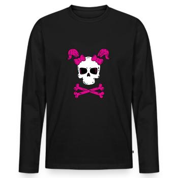 Skull with braids - Halloween - Men's Premium Organic Long Sleeve Shirt - black - Front - Nico (187cm)
