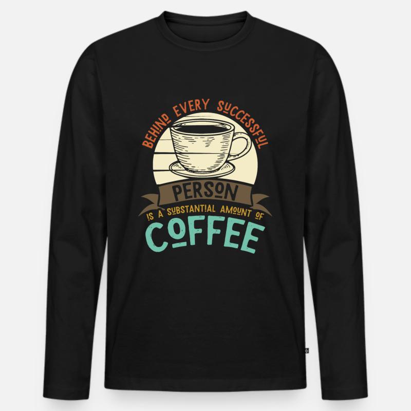 Kaffee Koffein Erfolg Kaffeetrinker - Männer Premium Bio Langarmshirt - Schwarz