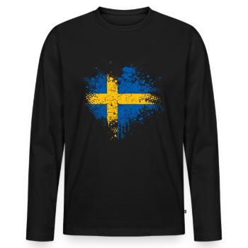 Suède Pavillon - T-shirt manches longues Premium bio Homme - noir - Devant - Nico (187cm)