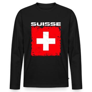 Switzerland Fan - Men's Premium Organic Long Sleeve Shirt - black - Front - Nico (187cm)