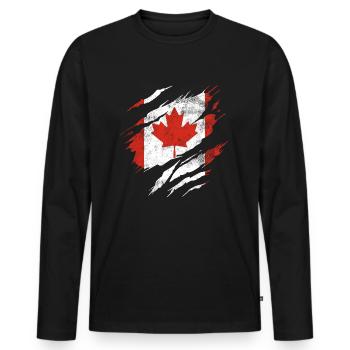 Drapeau du Canada - T-shirt manches longues Premium bio Homme - noir - Devant - Nico (187cm)