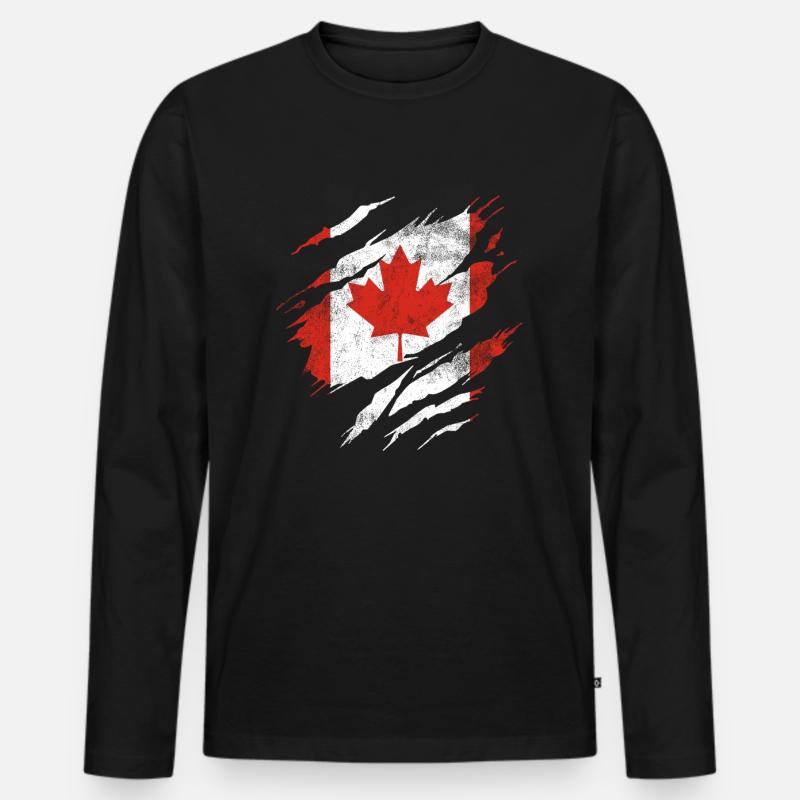 Kanada Flagge - Männer Premium Bio Langarmshirt - Schwarz