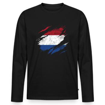 Pays-Bas Pavillon - T-shirt manches longues Premium bio Homme - noir - Devant - Nico (187cm)