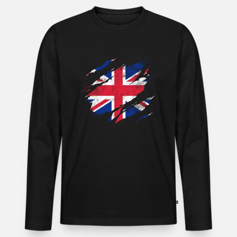 British flag - Men's Premium Organic Long Sleeve Shirt - black