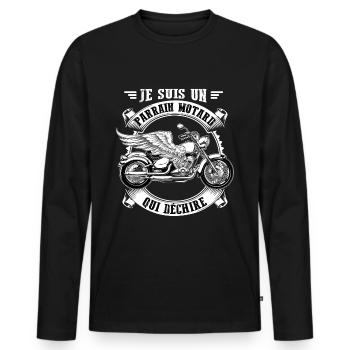 Je suis un parrain motard qui déchire rebel moto - T-shirt manches longues Premium bio Homme - noir - Devant - Nico (187cm)