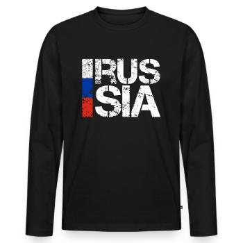 Russie - T-shirt manches longues Premium bio Homme - noir - Devant - Nico (187cm)
