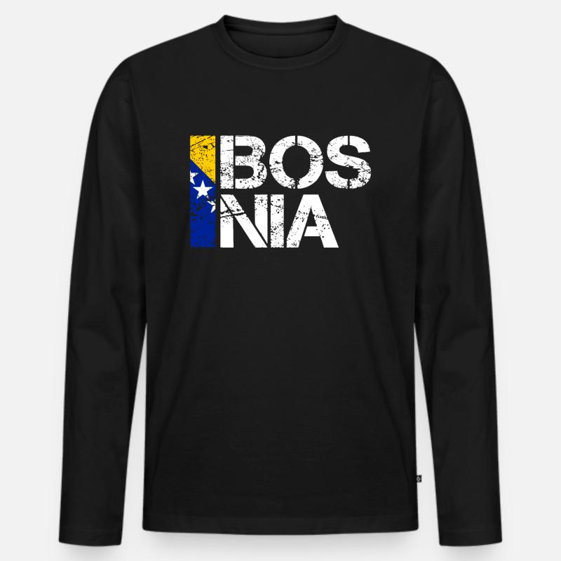 Bosnien - Männer Premium Bio Langarmshirt - Schwarz