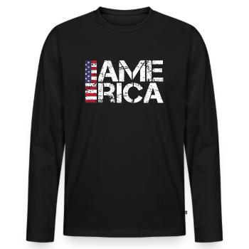America Fan - Men's Premium Organic Long Sleeve Shirt - black - Front - Nico (187cm)