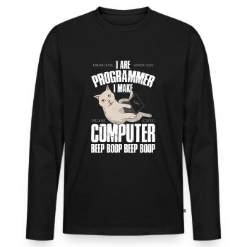 Programmeur Je suis Programmeur Bip - T-shirt manches longues Premium bio Homme - noir - Devant - Nico (187cm)
