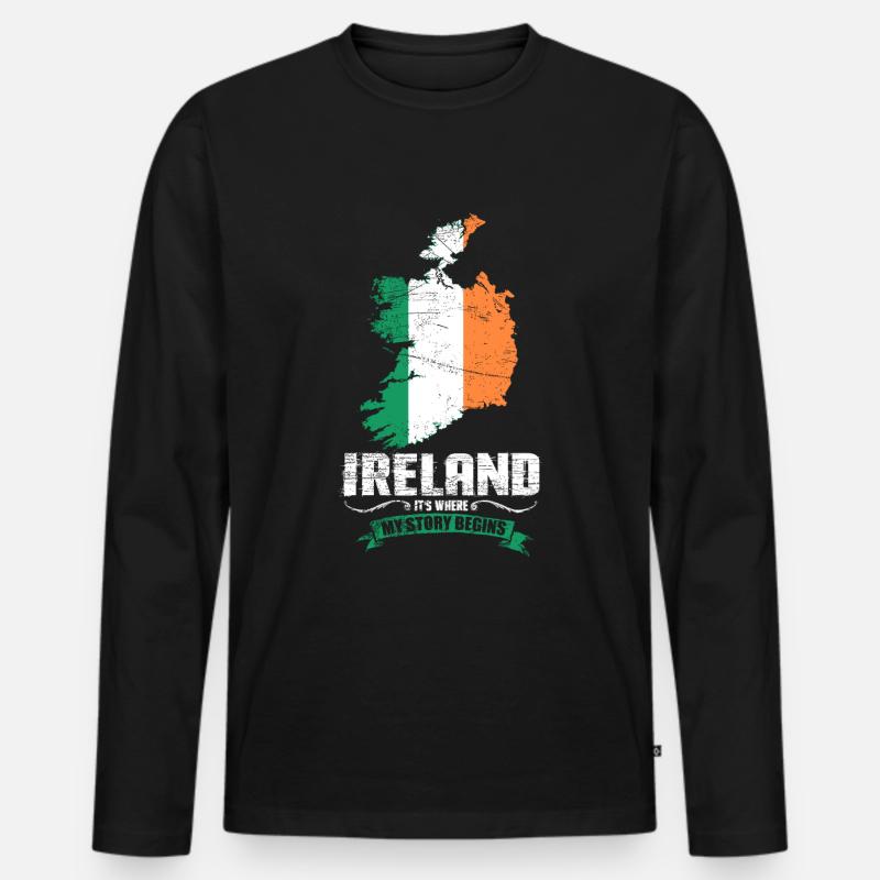 Irland - Männer Premium Bio Langarmshirt - Schwarz