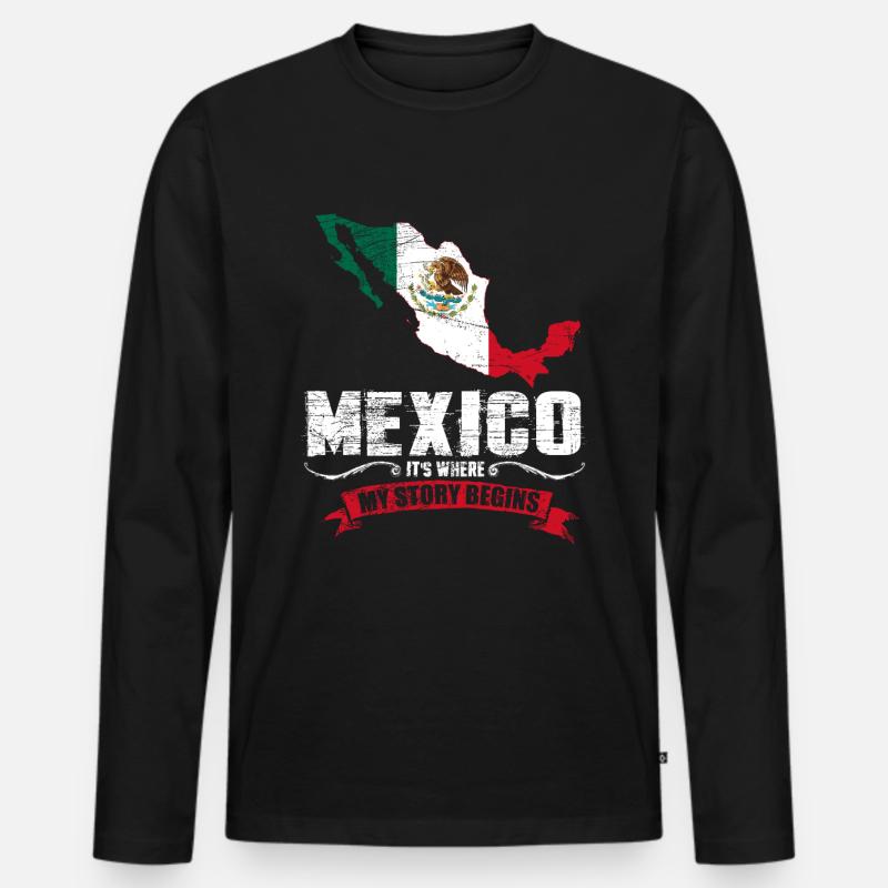 Mexiko - Männer Premium Bio Langarmshirt - Schwarz