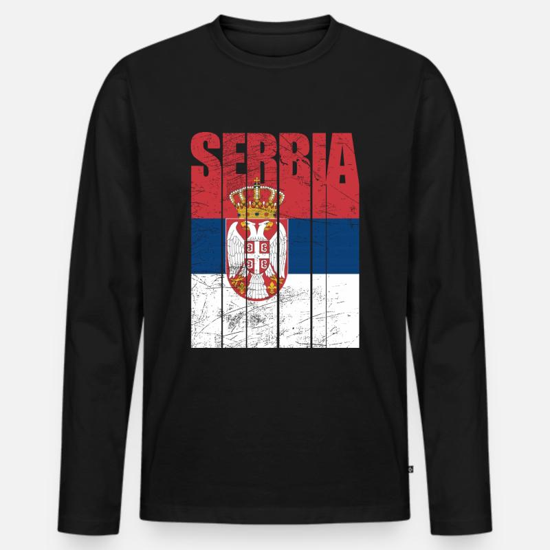 Serbien Flagge - Männer Premium Bio Langarmshirt - Schwarz