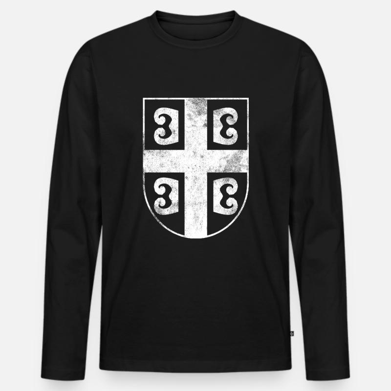 Serbien Wappen - Männer Premium Bio Langarmshirt - Schwarz
