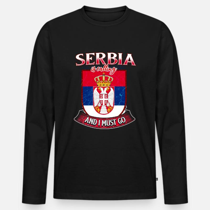 Serbien Wappen - Männer Premium Bio Langarmshirt - Schwarz