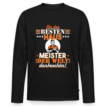 Hausmeister Geschenk für Weihnachten & Geburtstag - Männer Premium Bio Langarmshirt - Schwarz - Vorne - Nico (187cm)