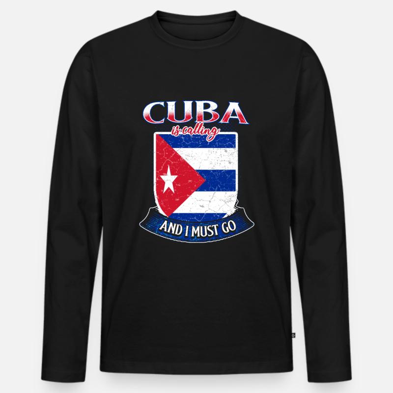 Kuba - Männer Premium Bio Langarmshirt - Schwarz